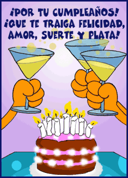 Іспанська мова для початківців. Як привітати з днем народження. Анімовані откритки. За твій день народження! Хай він принесе тобі щастя, любов, успіх і срібло!